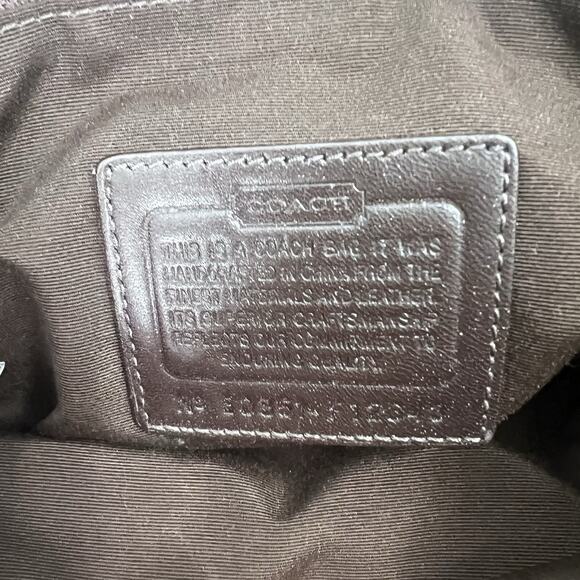 Coach Hampton Shoulder Handbag Purse Brown Signature C Jacquard & Leather - Picture 12 of 13